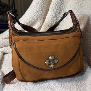 Patricia Nash CAMILA Hobo Italian Leather Nubuck Bag~  Brown Cognac NWOT